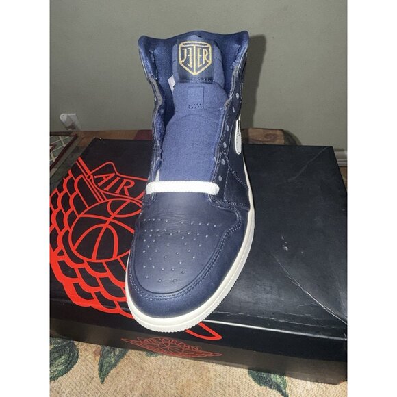NIKE AIR JORDAN 1 RETRO HIGH JETER RE2PECT Navy Shoes 8.5 715854 402 Yankees - Picture 8 of 16